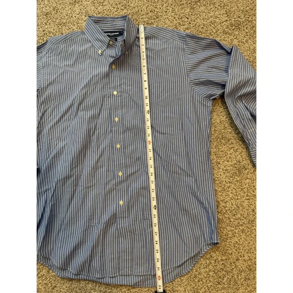Ralph Lauren Golf Tilden Men's Size Medium Blue Yellow Striped Button Down Shirt